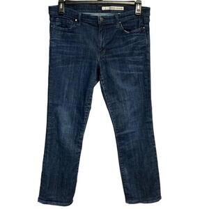DKNY Women's Mid Rise Dark Wash Stretch Blue Denim Capri Cropped‎ Jeans Size 12